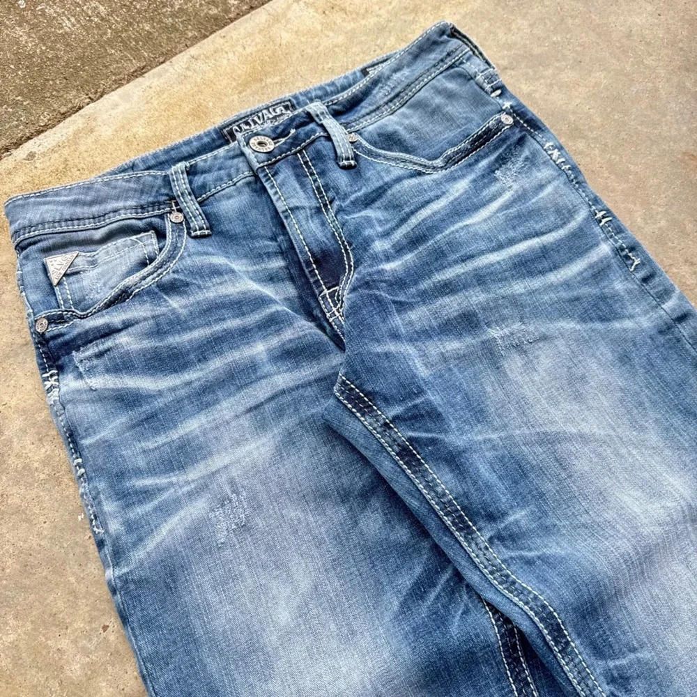 Vintage Y2K Salvage Mayhem Bootcut Jeans Grunge Workwear Blue Size 32 (i2)